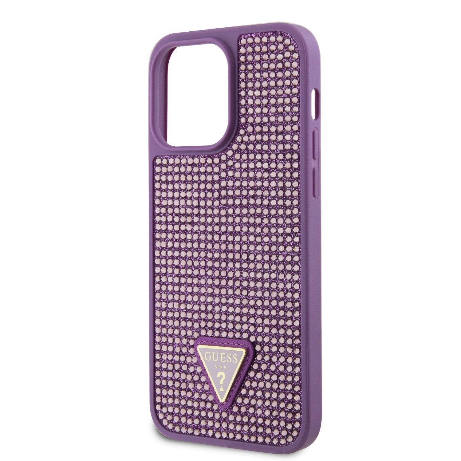 Guess Ümbris GUHCP15XHDGTPU Rhinestones Triangle Metal Logo iPhone 15 Pro Max (roosa)