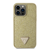 Guess Ümbris GUHCP15XHDGTPD Rhinestones Triangle Metal Logo iPhone 15 Pro Max (kuldne)