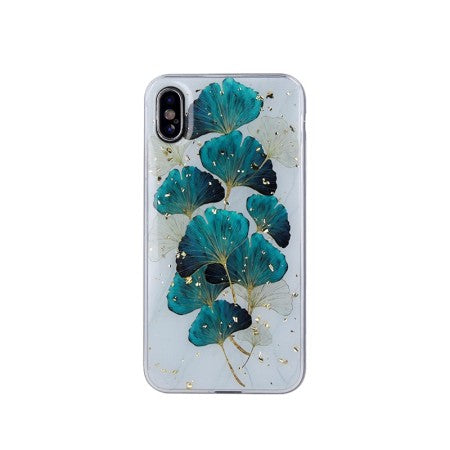 Silikoon Gold Glam Case iPhone 14 Pro (valge/lehed)