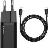Laadija Baseus Super Si 20W USB-C+USB-C to Lightning TZCCSUP-B01 (must)