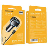 Autolaadija Borofone BZ14 Max 2-USB + Micro USB (2 sis./must)