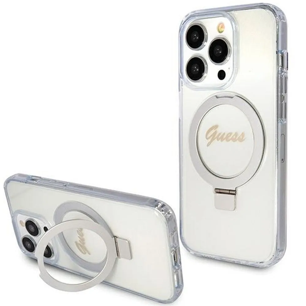 Guess Ümbris GUHMP15LHRSGSD IML Ring Stand Glitter iPhone 15 Pro (läbipaistev)