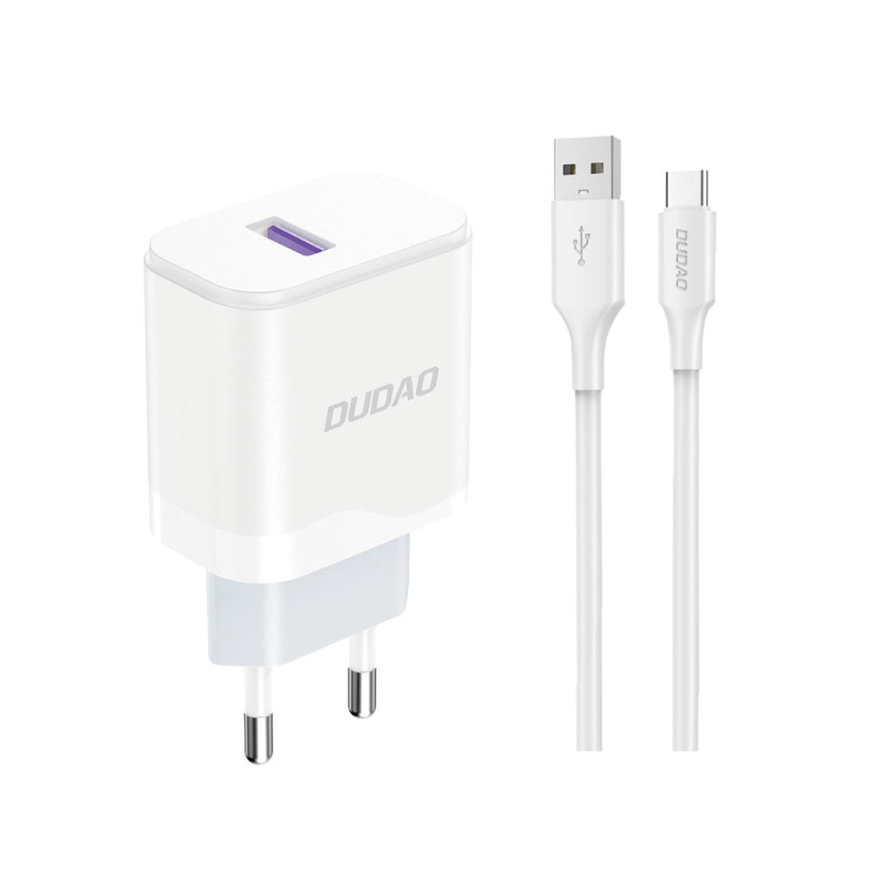 Laadija Dudao A20EU USB-A 18W + USB-C (valge)