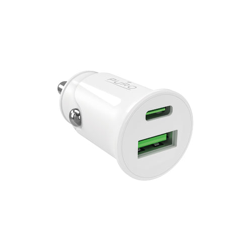 Adapter autosse Puro Pro Lite 1x USB-A + 1x USB-C 20W (valge)