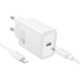 Laadija Hoco N62 30W GaN USB-C + USB-C to Lightning 1.0m (valge)