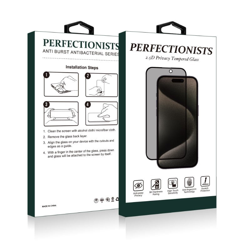 Kaitseklaas 2.5D Perfectionists Privacy Apple iPhone 17/ 17 Pro/ 16 Pro  (must)
