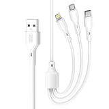 Juhe XO cable NB230 3in1 Lighting+MicroUsb+Type-C (1m / valge)