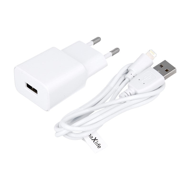 Laadija Maxlife MXTC-01 USB-A + USB-A to Lightning (valge)