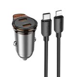 Autolaadija Hoco NZ16B USB C 45W + juhe USB C  to Lightning (must)