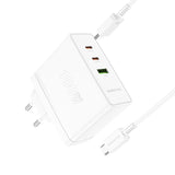 Laadija Borofone BN11 Imperial - USB + 2xType C - QC 3.0 PD 100W with Type C to Type C (valge)