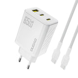 Laadija Dudao A29C 65W GaN USB-A + USB-C juhe (valge)