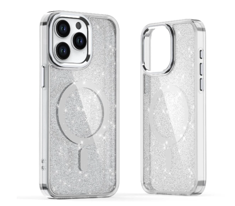 Silikoon Crystal Glitter MagSafe Case Samsung Galaxy S26 (läbipaistev/valge)