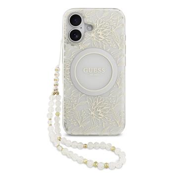 Guess IML Flowers Allover Strap MagSafe Ümbris  iPhone 17 (valge)
