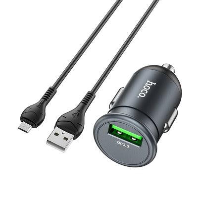 Autolaadija Hoco Z43 USB QC3.0 18W + Micro USB (hall)