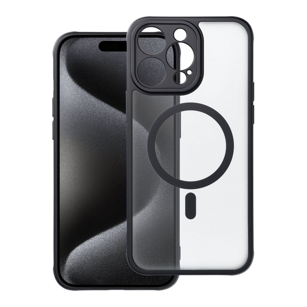 Ümbris FULL MATTE MagSafe Apple iPhone 15 Pro Max (läbipaistev / must)