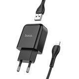 Laadija Hoco N2 USB A 2A 10W + juhe Lightning (must)