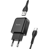 Laadija Hoco N2 USB A 2A 10W + juhe Type C (must)