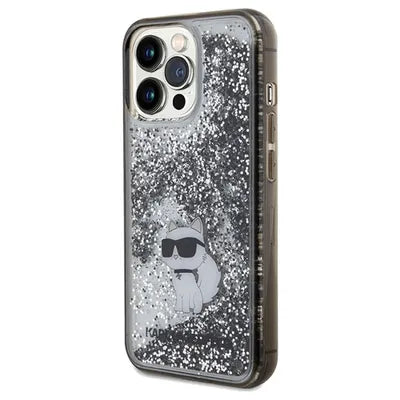 Karl Lagerfeld Liquid Glitter Choupette Logo Ümbris iPhone 13 Pro Max (läbipaistev)