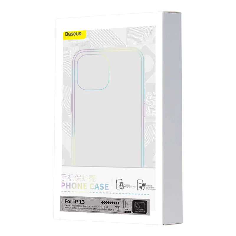 Ümbris Baseus Crystal Series Magnetic Case iPhone 13 + Kaitseklaas (läbipaistev)