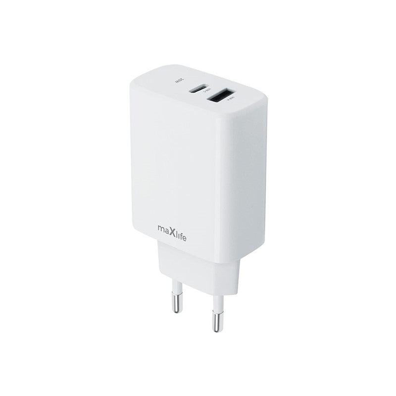 Laadija Maxlife MXTC-10, USB-C+USB-A, 20W (valge)