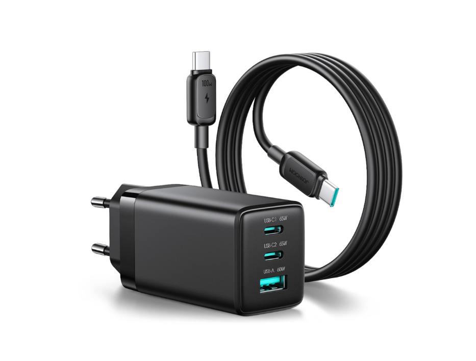 Adapter Joyroom JR-TG10 65W 2хType-C / USB-A, juhe Type-C/Type-C 100W (must)