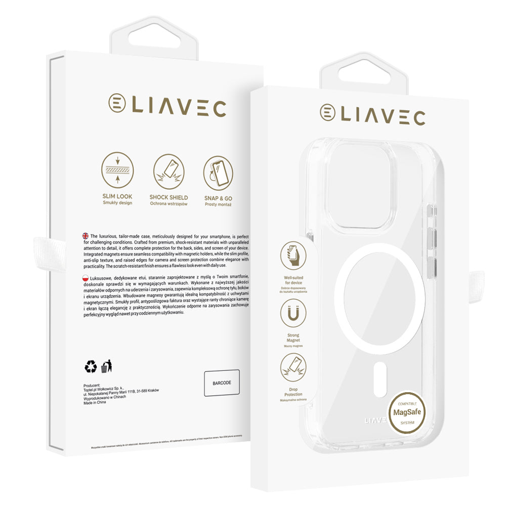Ümbris Liavec Glossy Mag Apple iPhone 15 Pro (valge)