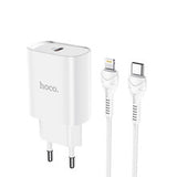 Laadija Hoco N14 USB Quick Charge 3.0 + PD 20W (3.1A) + Type-C-Lightning (valge)