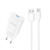 Laadija juhtmega Dudao A4EU, 2.1A USB-Type C (valge)
