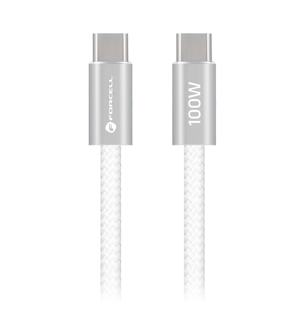 Juhe Forcell F-Energy Forcell F-Energy QC4.0 PD 5A 100W Cafule  Type-C to Type-C 1,2m (valge)