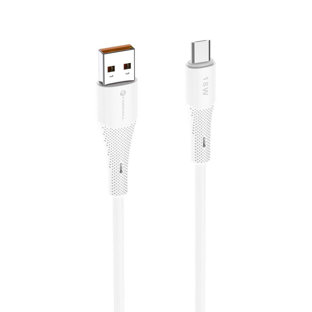 Juhe Forcell F-Energy C341 QC3.0 2,4A 18W Silicone USB-A to Micro-USB 1m (valge)