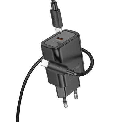 Laadija Hoco N62 30W GaN USB-C + USB-C to Lightning cable 1.0m (must)