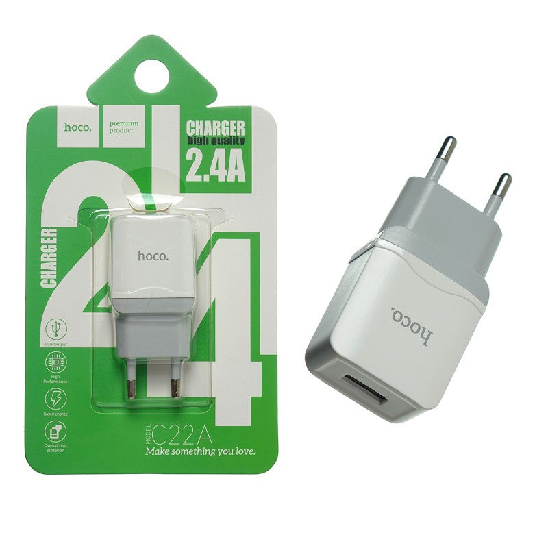 Hoco USB adapter C12 pistikusse 2,4A (2 sis.)