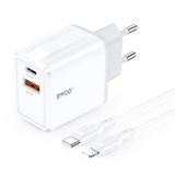 Laadija BWOO CDA182 Type-C+USB-A 20W + Lightning 1.0m (valge)