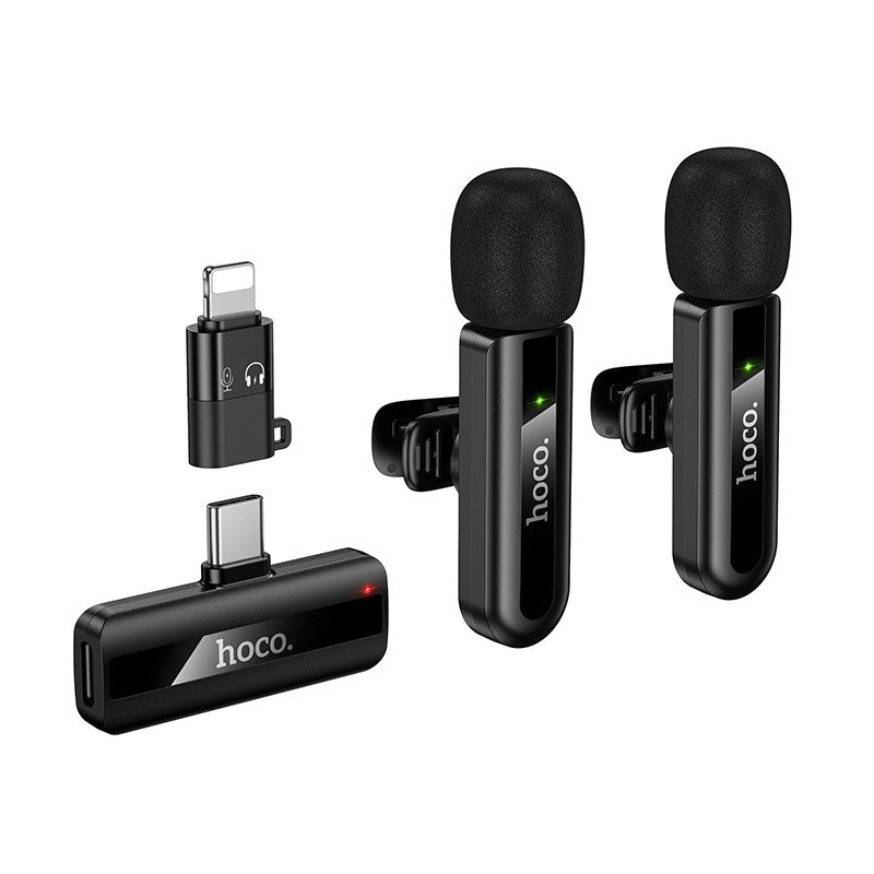 Juhtmevaba mikrofonikomplekt Hoco L20A USB-C / Lightning (must)