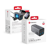 Laadija Forcell F-Energy VT-49 GaN 2 x USB C + 2 x USB A QC4.0 PD 5A 100W (hall)