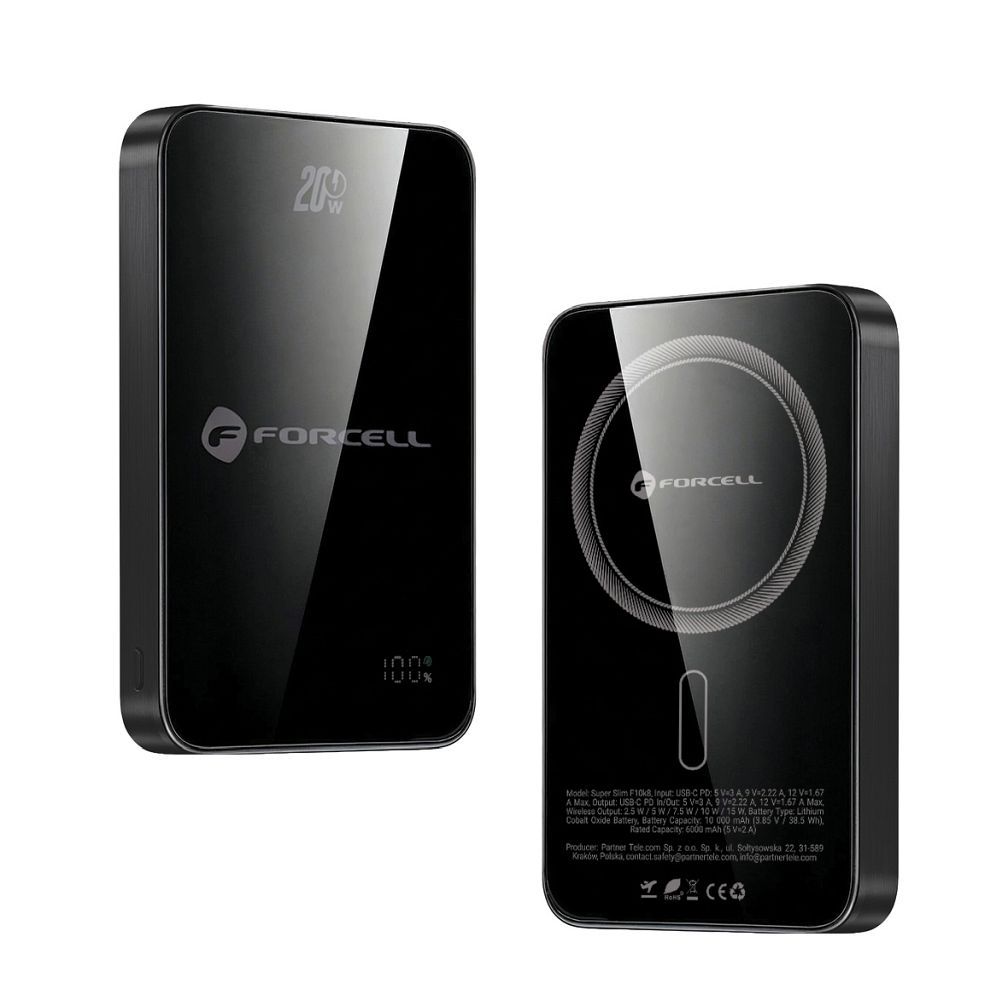 Akupank Forcell F-Energy SuperSlim F10K8 QC4.0 PD3.0 15W 10000 mAh (must)