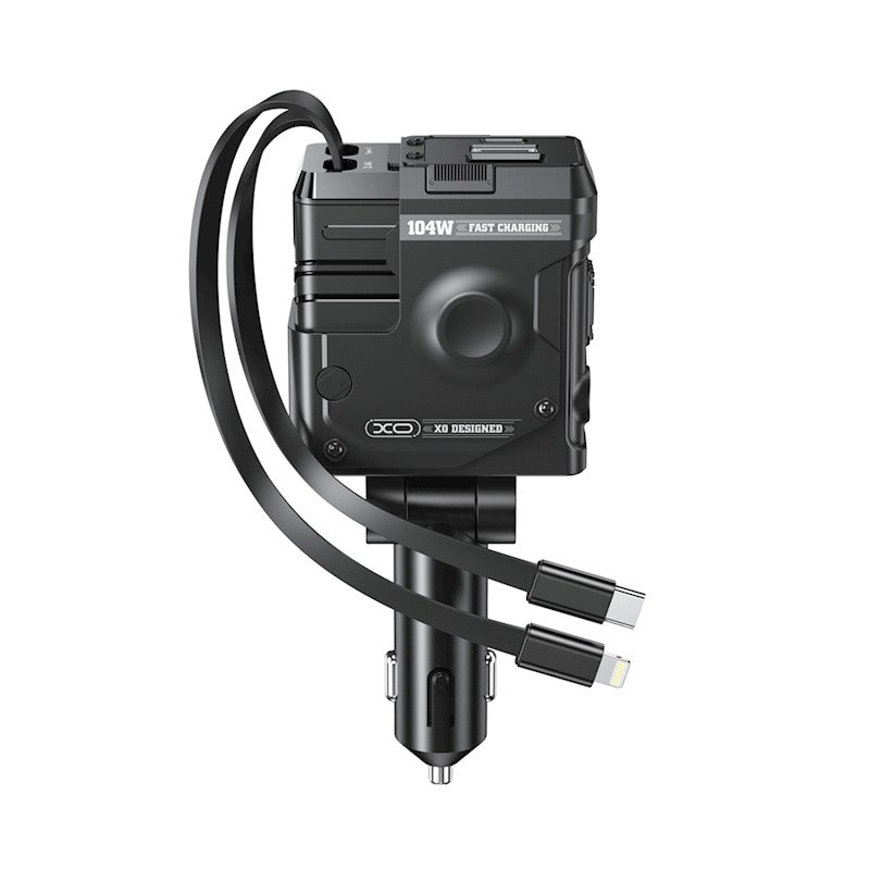 Autolaadija XO CC66 104W 1x USB 1x USB-C, + USB-C+ Lightning (must)