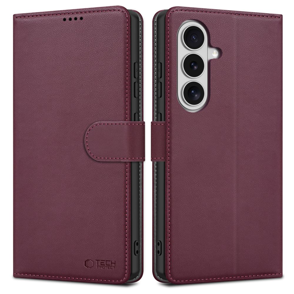 Ümbris kaanega Tech-Protect Wallet Samsung S26 (viinamari)