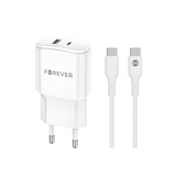Adapter Forever TC-01-20AC 20W Type-C / USB-A+Type-C to Type-C1.0m (valge)