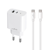 Adapter Maxlife MXTC-06-20AC 20W Type-C / USB-A+Type-C to Type-C1.0m (valge)