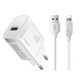 Adapter juhtmega JR-TF4 18W USB-A + USB-A to Lightning (valge)