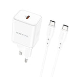 Laadija Borofone BN6 Type-C PD+QC3.0 20W + Type-C (valge)