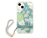 Ümbris Guess GUHCP13MHFLSN iPhone 13 Flower Strap rihmaga (roheline)