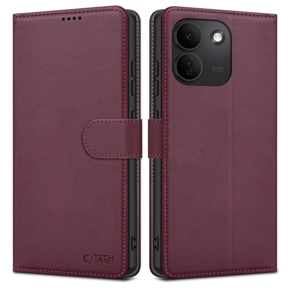 Ümbris kaanega Tech-Protect Wallet Xiaomi Redmi Note 17 Pro Max 5G (bordoopunane)