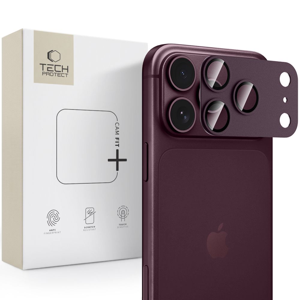 Kaitseklaas tagakaamerale Tech-Protect Camfull Fit+ iPhone 18 Pro (burgundia)