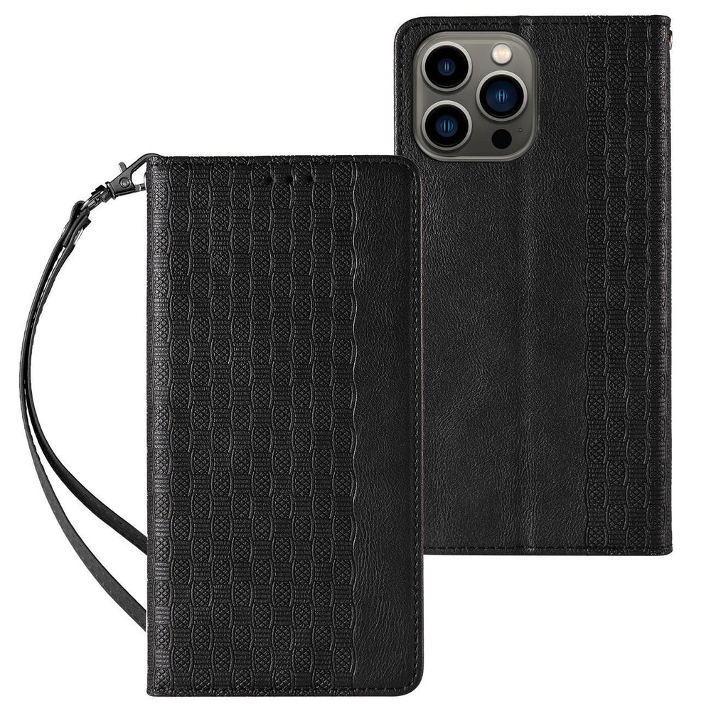 Ümbris kaanega Magnet Strap iPhone 13 Pro (must)