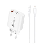Laadija A6MaxL 20W USB-A USB-C koos USB-C - Lightning kaabliga 1m (valge)